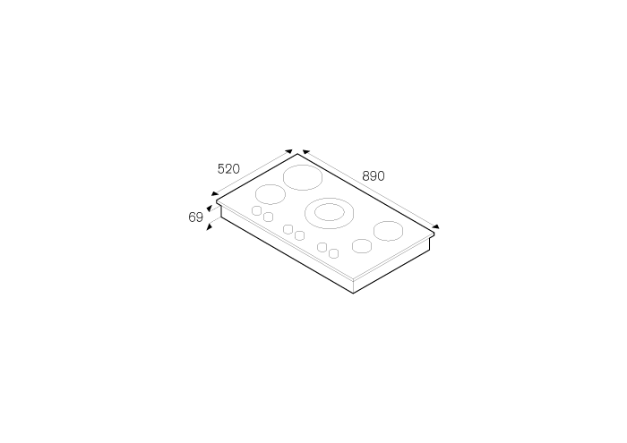 90 3-Segment 5-Burner Gas hob | Bertazzoni